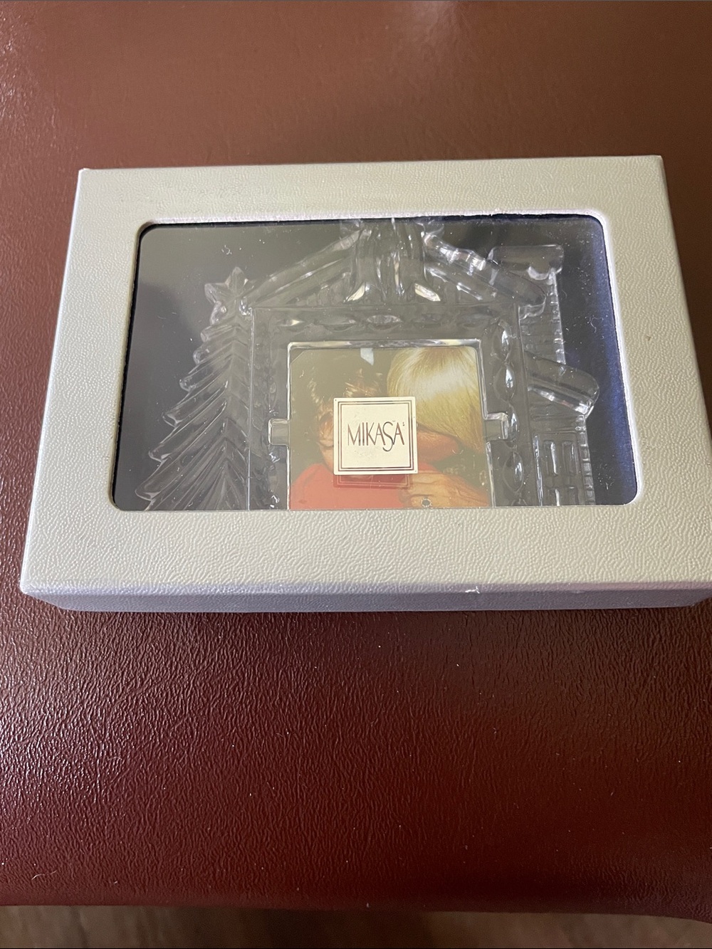 VTG Mikasa Crystal Winter Magic Glass Picture Frame Ornament